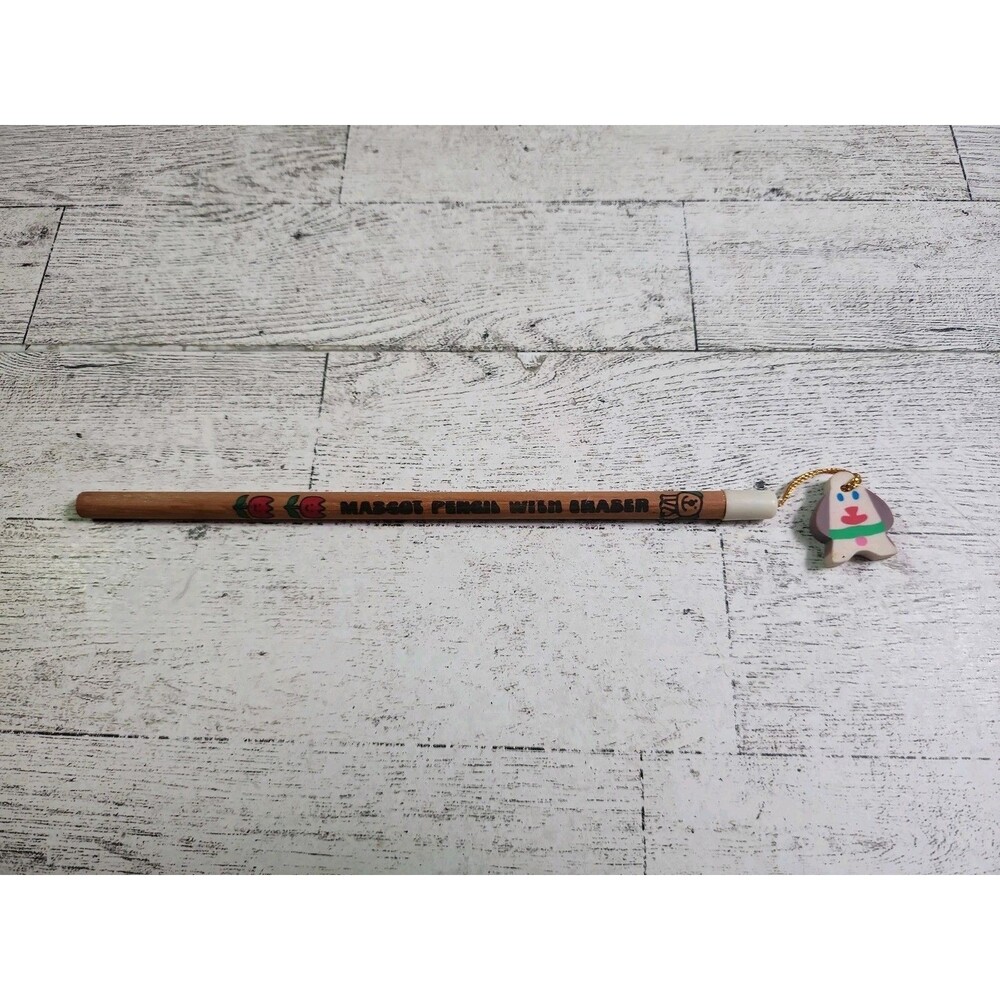 New Japan Mascot Wood Ribbon Pencil with Charm Eraser Vintage Anime 1280